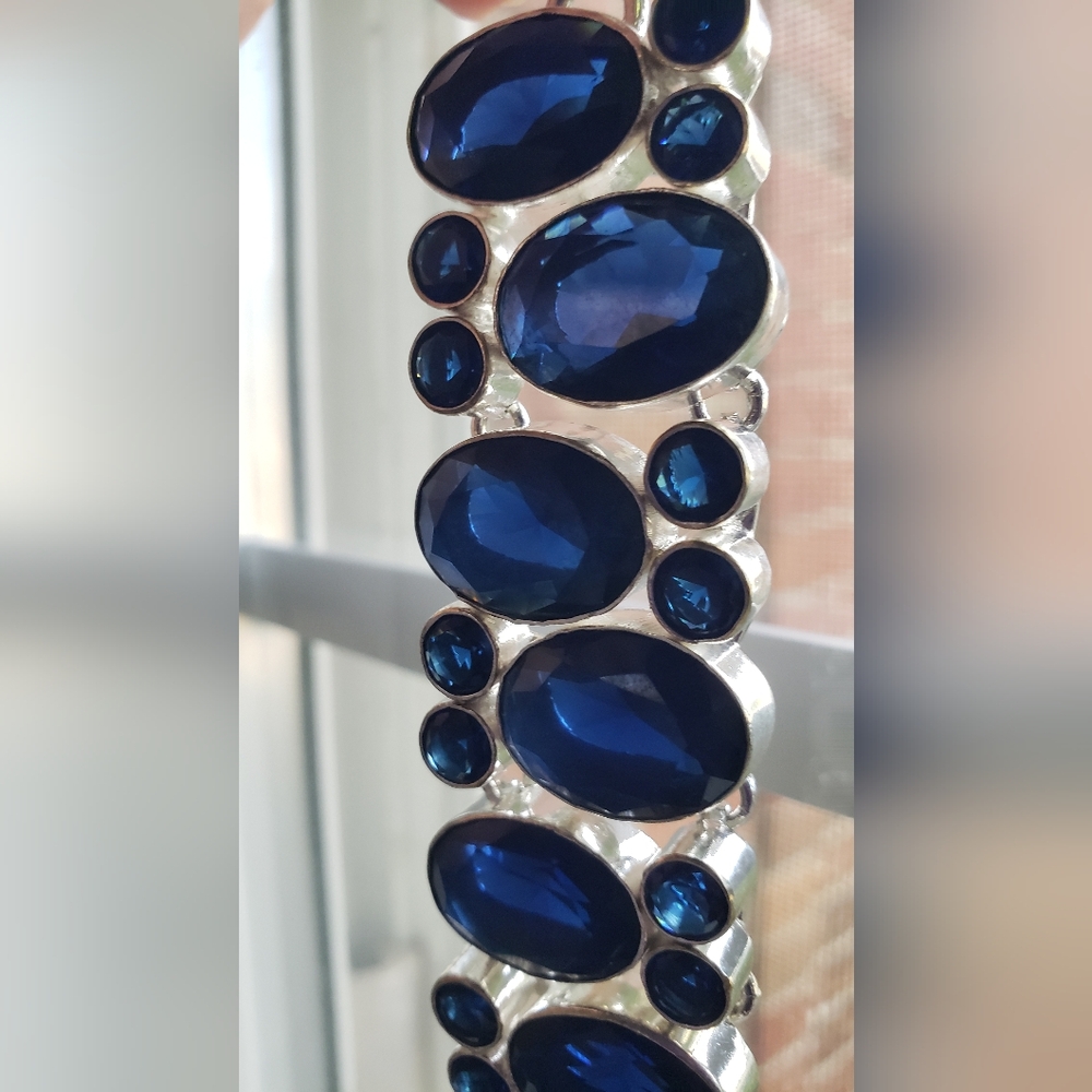 Sapphire & Sterling Bracelet-New, Huge Gemstones, Handmade by Artisans-Knockout! - Picture 5 of 16